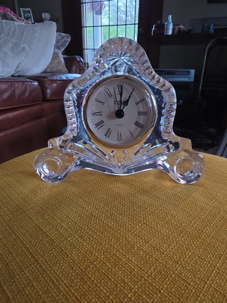 24% Lead Crystal Mantle Clock Vintage Needs Battery