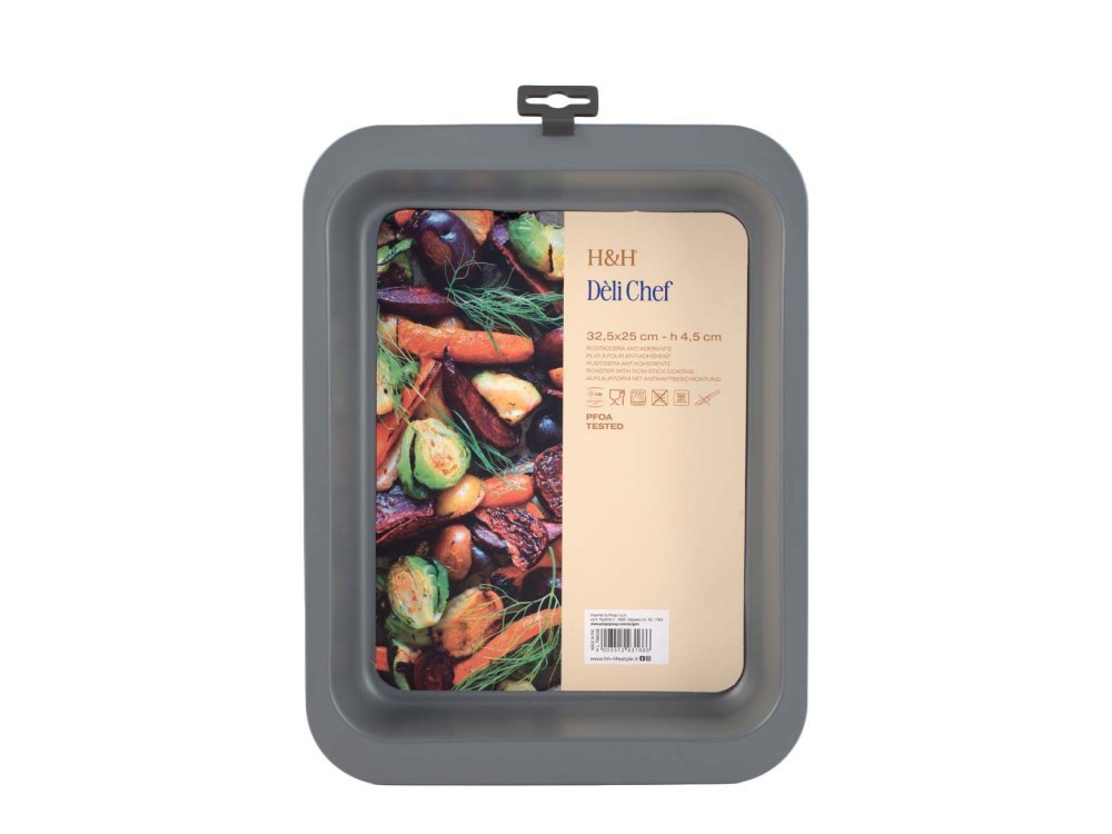 H&H Deli Chef Nonstick Rectangular Aluminum Baking Pan, Gray