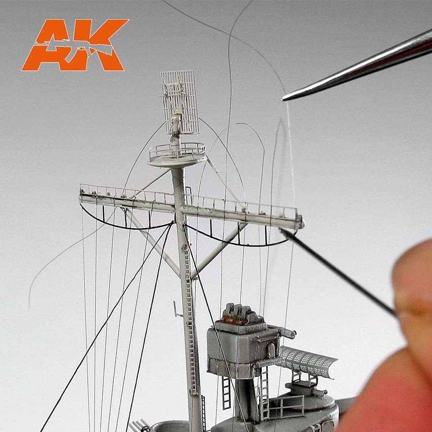 AK Interactive AK9134 Elastic Rigging Mega-Thin for 1:700 or smaller 20m/66ft