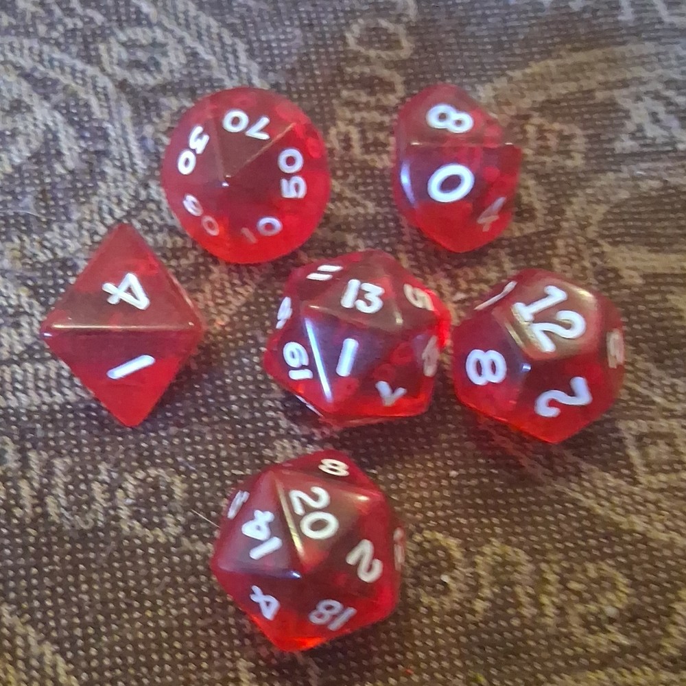 Red Polyhedral Dice Set 6 Pieces for Dungeons & Dragons