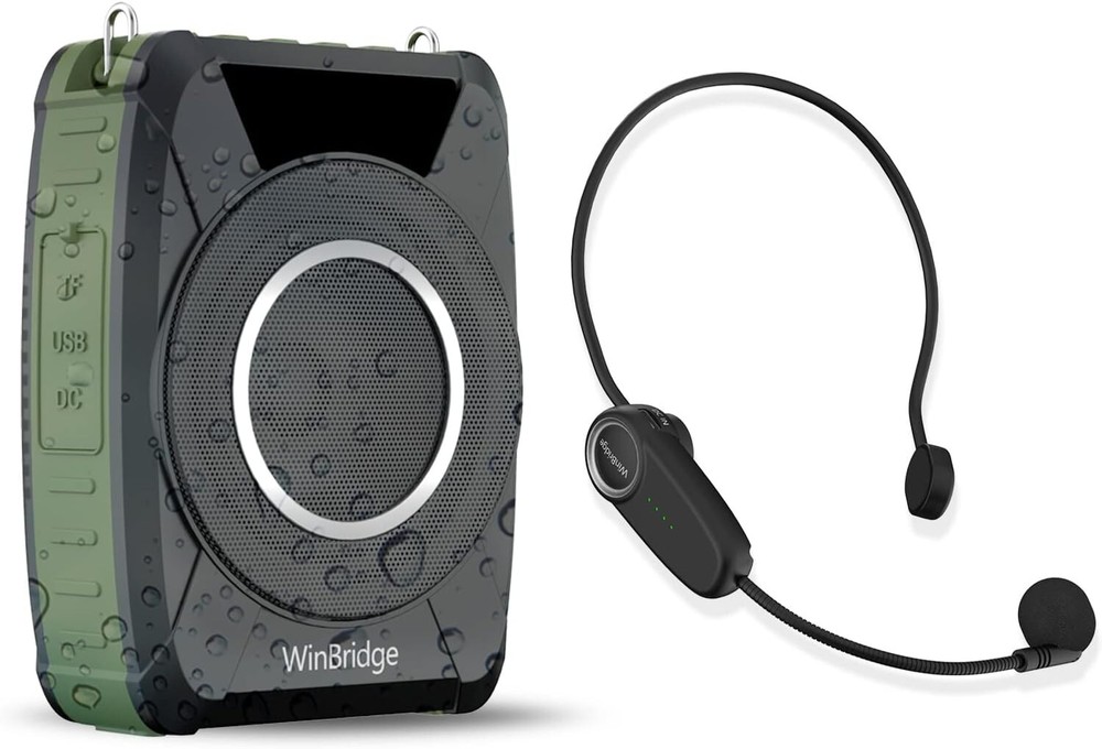 Bluetooth 5.0 Voice Amplifier with Wireless Mic Headset, Waterproof WinBridge