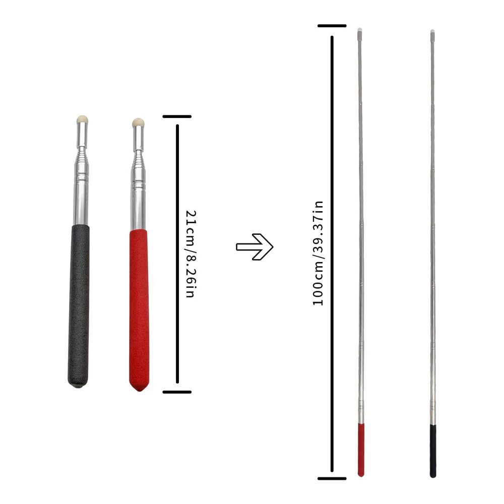 Telescopic Teacher Pointer Stick 39" Extendable Red Black - Non-Slip Handle