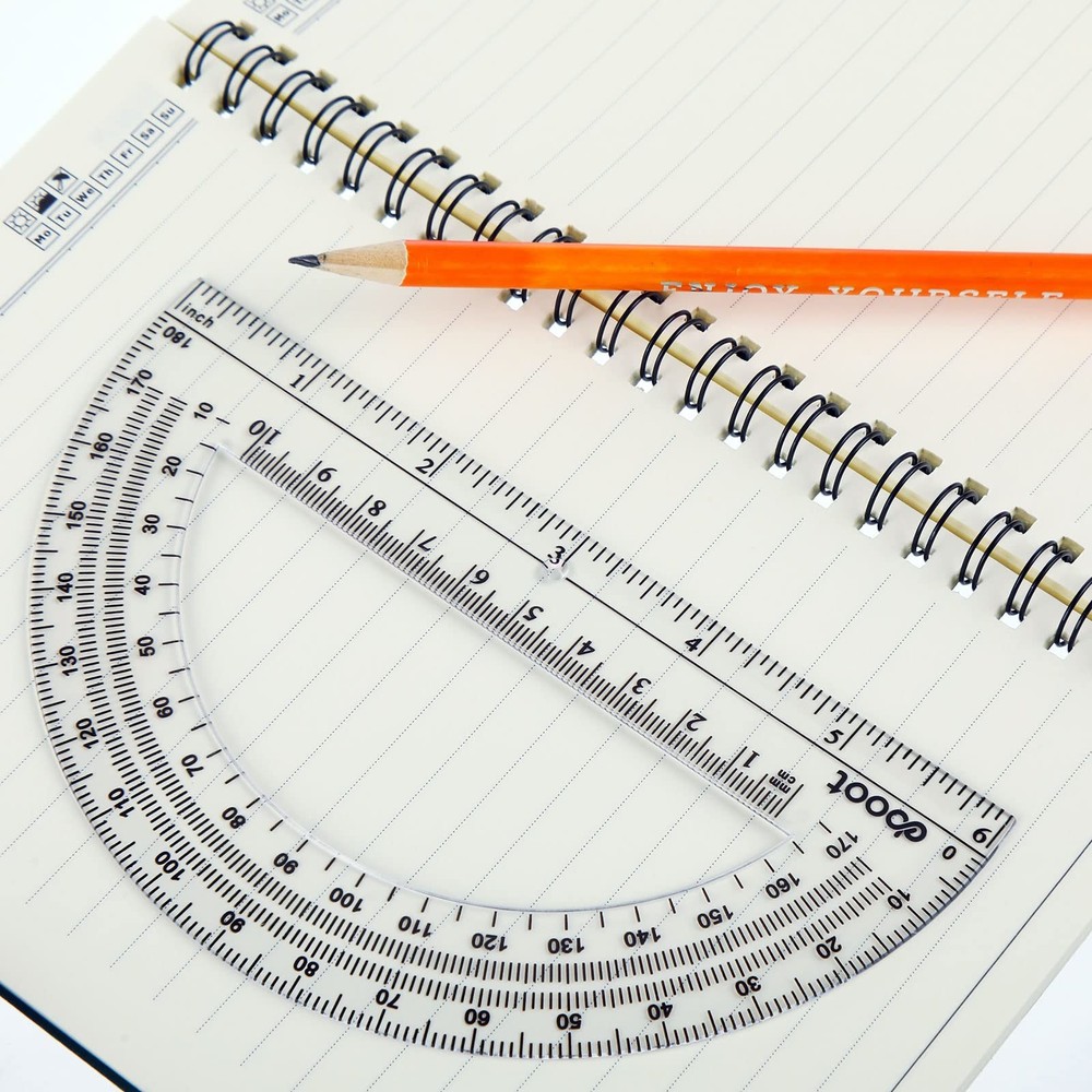EBOOT 24 Pack Plastic Protractors Math Protractor 180 Degrees 6 Inch Clear
