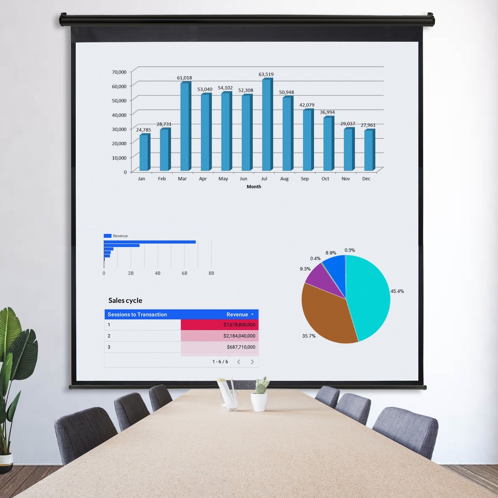 Projector Screen 120'' 1:1 40K HD Manual Pull Down Projection Screen Black