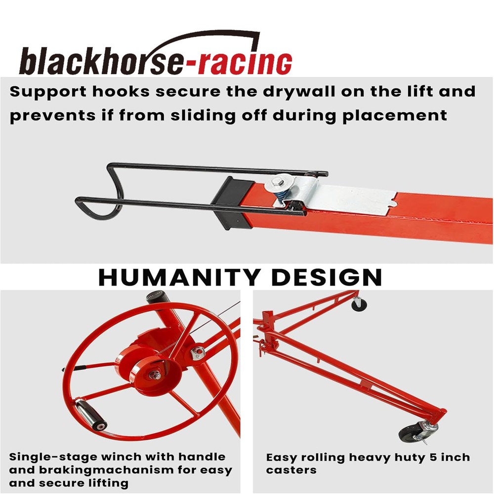 11FT Drywall Lifter Panel Hoist Jack Rolling Caster Construction 150lbs