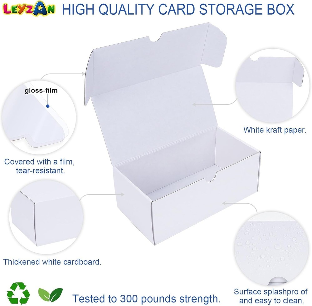 Durable & Stackable Trading Card Storage Box Set with Labeled Dividers - 4 Count