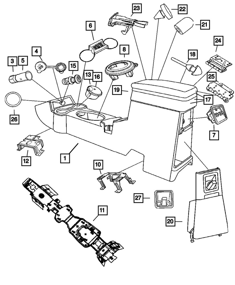 Genuine Mopar Console Prndl Bezel TZ25BDAAA