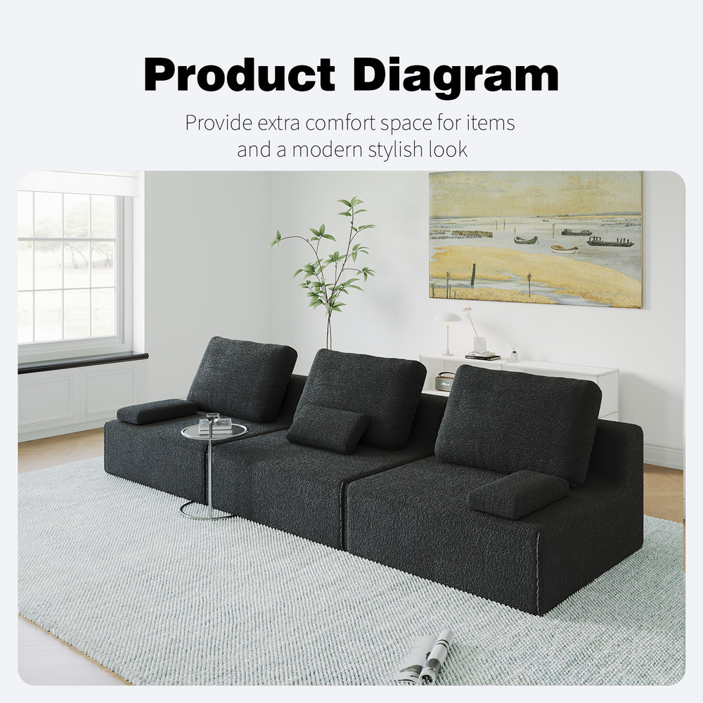 Oversized Modular Sectional Sofa,Luxury Boucle Floor Couch Set,Convertible Comp