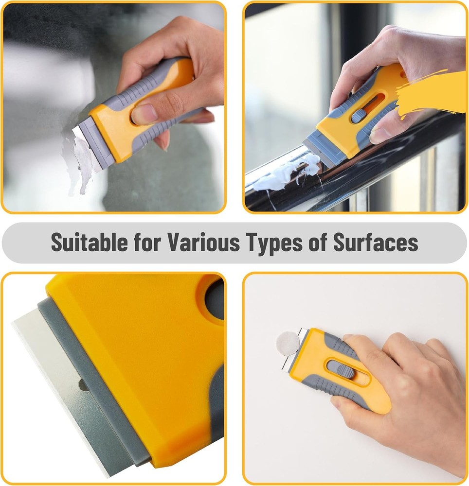 Bates- Razor Blade Scraper Set, 2 Pack, 1.5" & 4" Razor Scraper Tool with 20 Ext