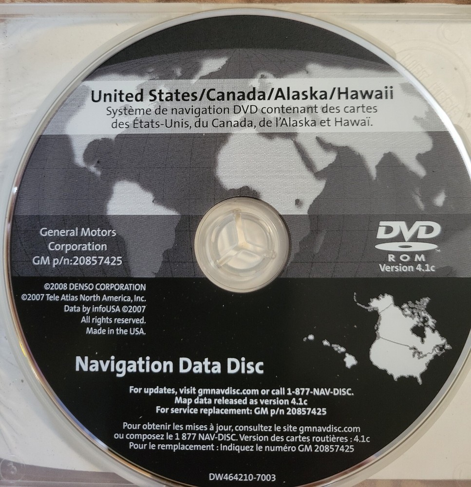 GM Navigation System Map Disc DVD 20857425