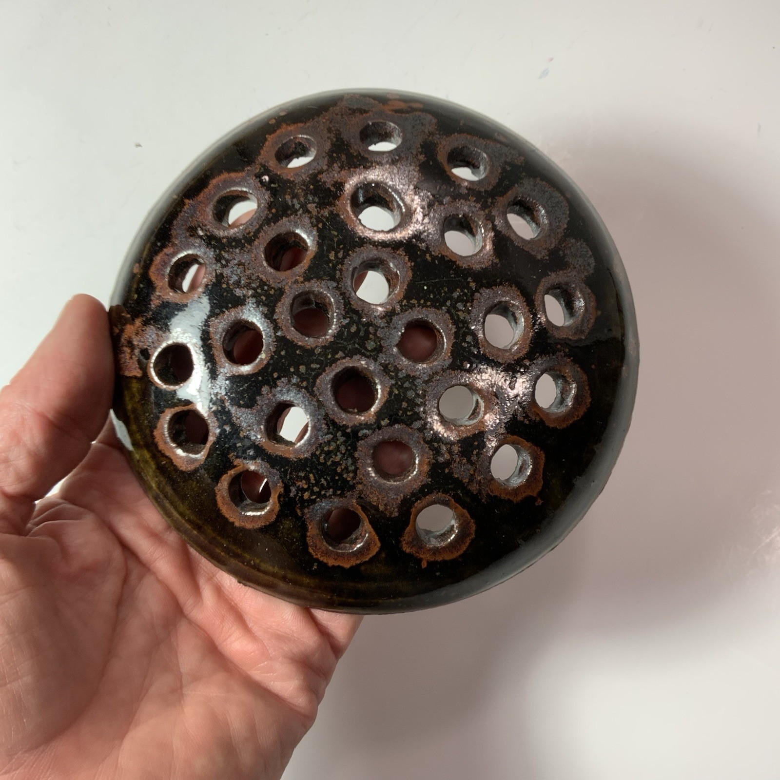 Rare Vintage Flower Frog Abuja School Earthenware ,Nigeria,Africa, 20th century