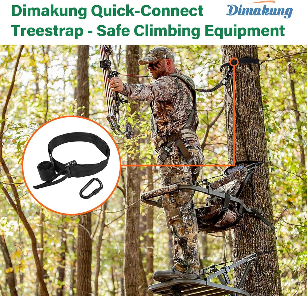 Quick-Connect Tree Strap for Hunting Safety Harness – Adjustable Tree Stand Stra