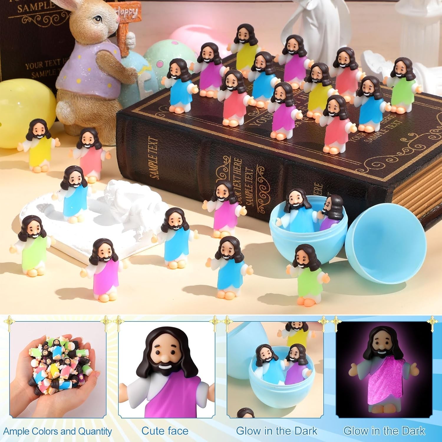 25 Pcs Little Jesus Figures Glow in The Dark Jesus Bulk Christian Gifts for Kid