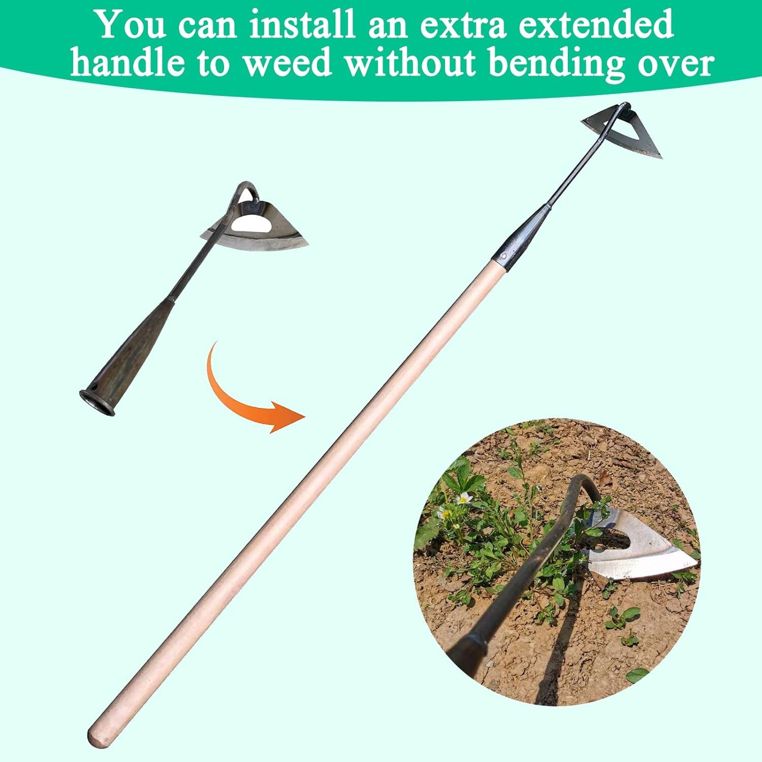 Garden Hoe, All-Steel Hardened Hollow Hoe for Weeding, Garden Edger Weeder