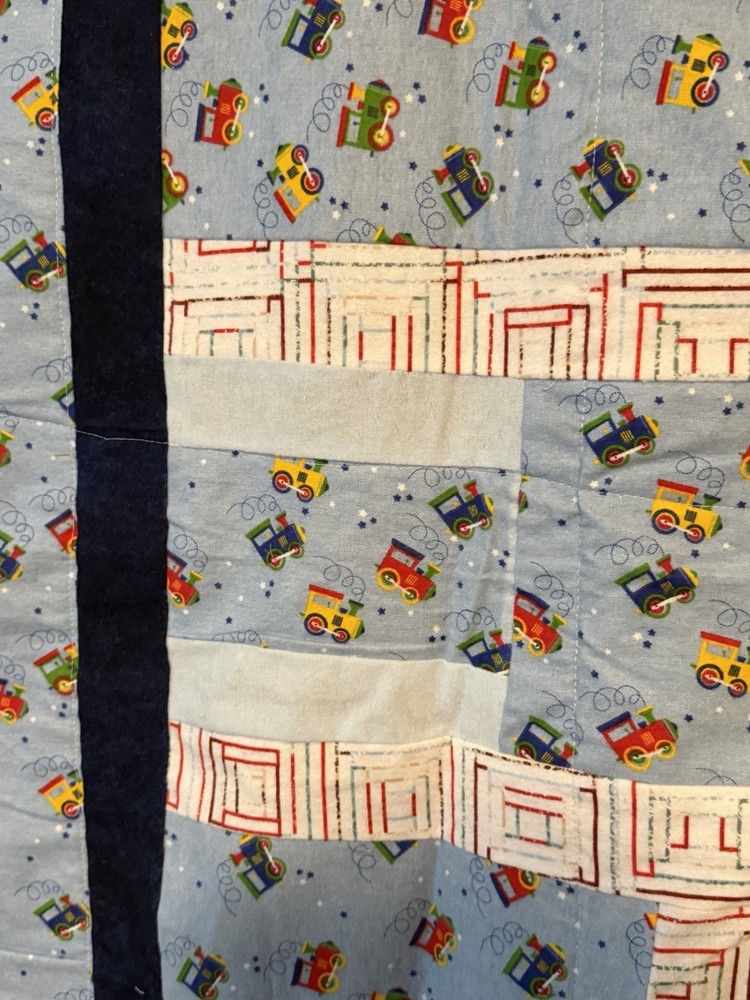 Patchwork Quilt Throw Blanket Handmade Signed Reversible Farmstead 53”x52”
