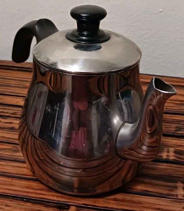 Vtg Silver Coffee Pot With Lid Java Starbucks Brew