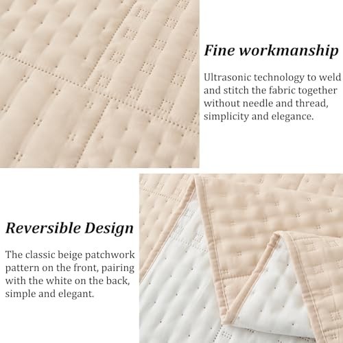 Reversible King Quilt Bedding Set - 3 Piece Soft Lightweight Bedspread, Patchwor