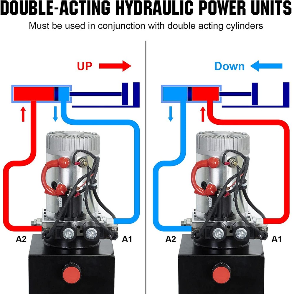 Hydraulic Pump 8 Quart Double Acting Dump Trailer Pump Power Unit DC 12V