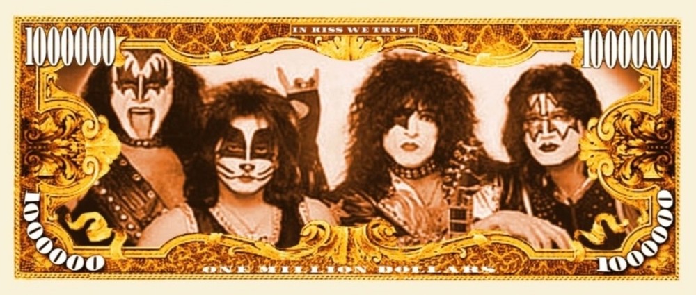 5 Pack KISS Rock Music Band 1 Million Dollar Notes Collectible Novelty Money