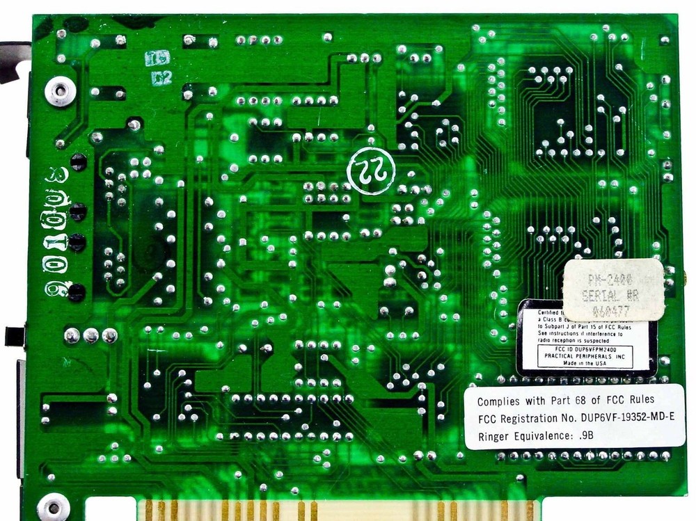 Practical Peripherals 8-Bit ISA Pocket Modem Board 2400