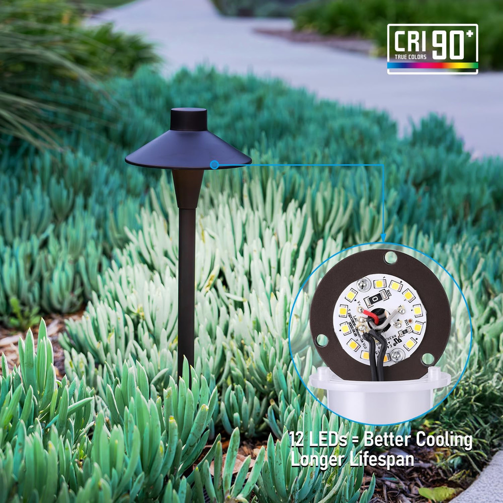 LEONLITE Update 5CCT Low Voltage Pathway Lights, 12-24V LED Landscape Path Light