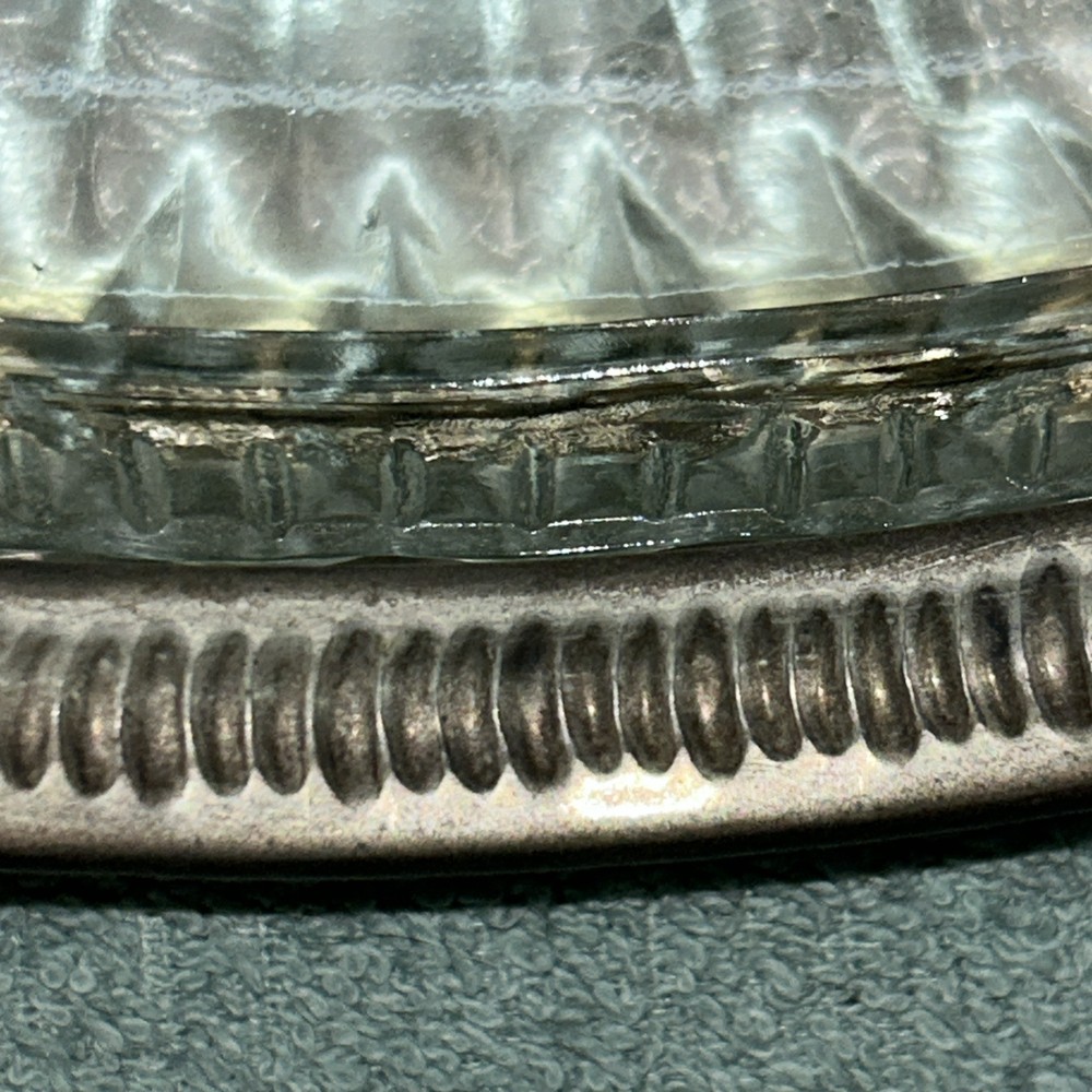 Vintage Silverplate Serving Tray 5 Section Crystal Insert