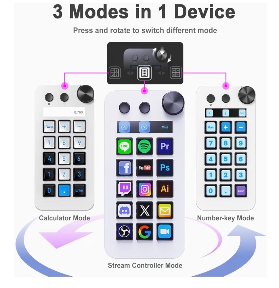 Macro Keyboard Stream Controller Deck with 18 Customizable Macro Keys support Nu