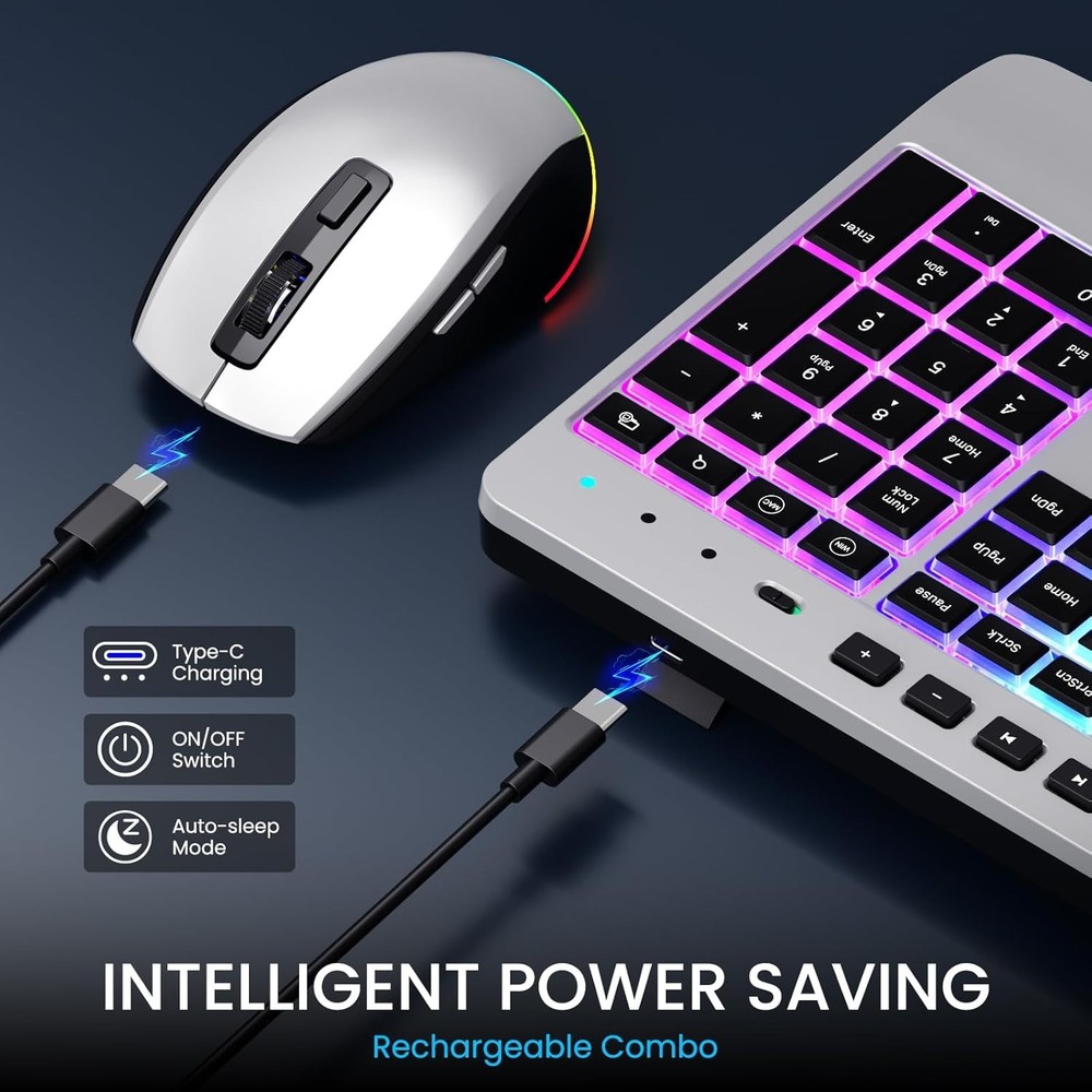 Wireless Bluetooth Keyboard and Mouse for Mac, Multi-Device Rechargeable Slim...