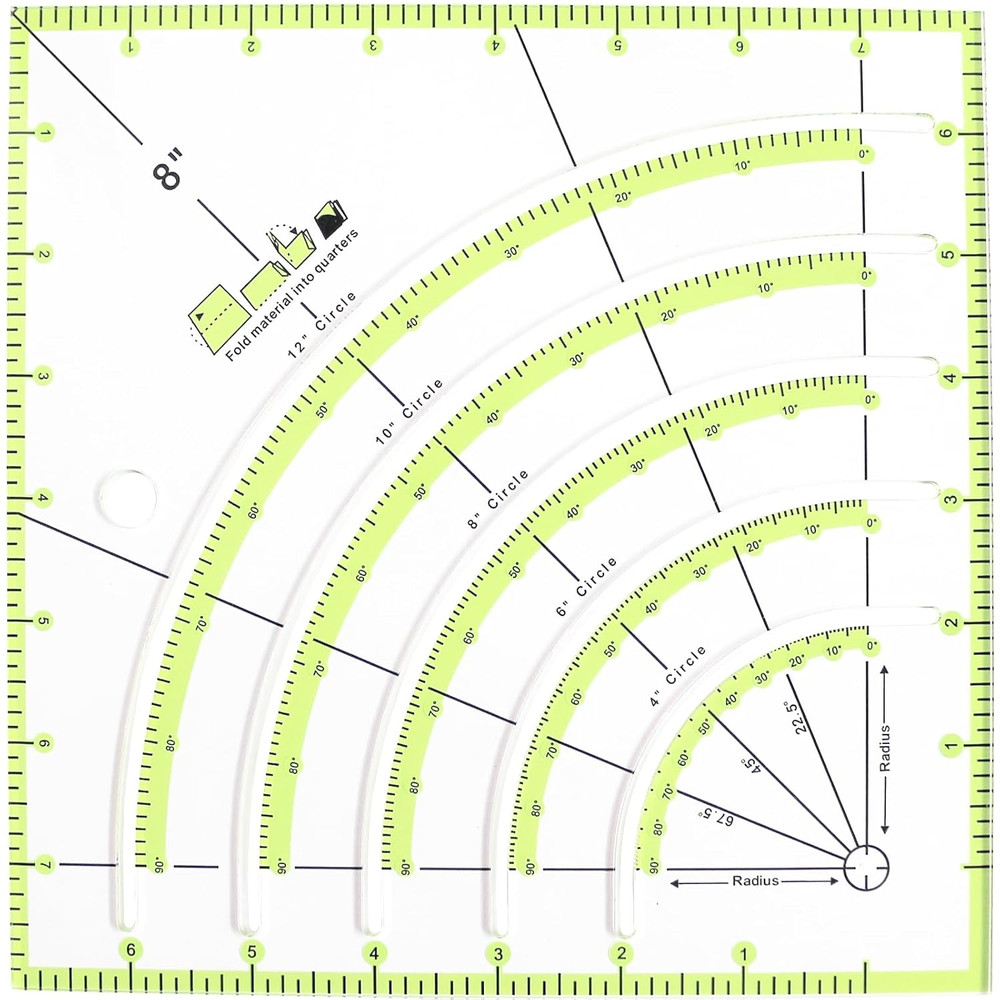 8X8 Inch Arcs & Fans Quilt Circle Cutter Multifunctional Arc Cutting Patchwork R