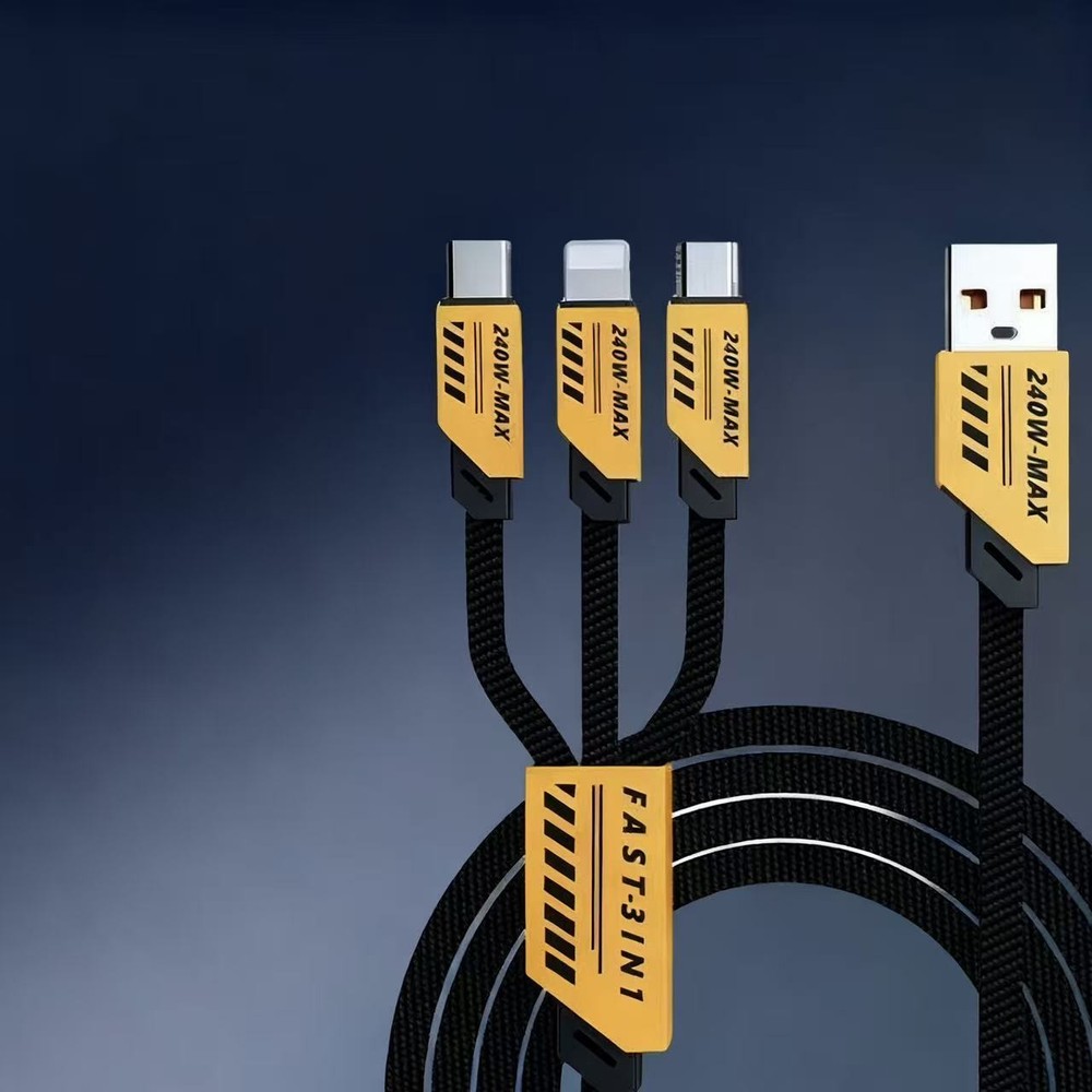 1 pcs Universal 3 Head USB Charger Cable Type-C/Micro USB Durable Charging Cord