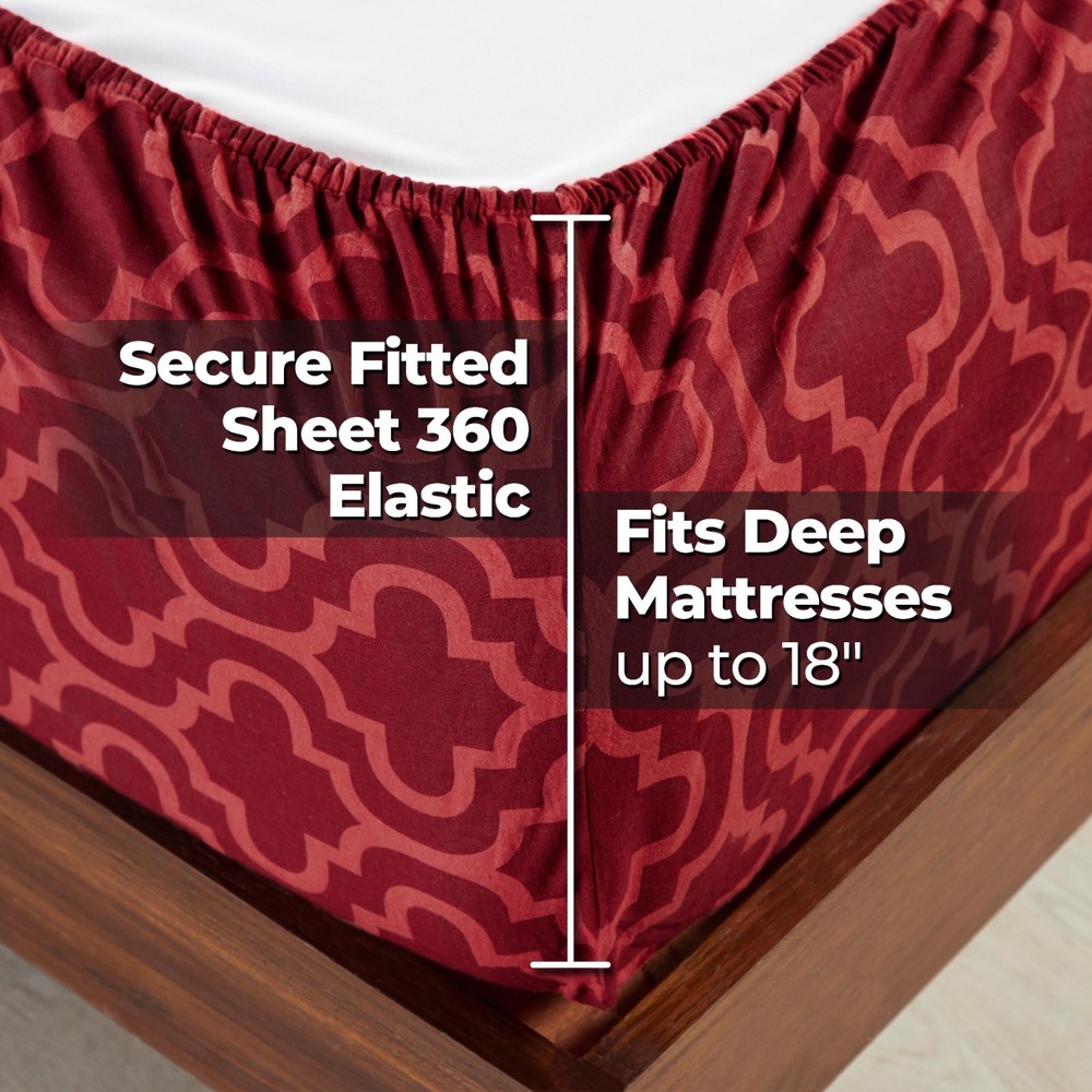 Flannel Cotton Trellis Deep Pocket Bed Sheet Set