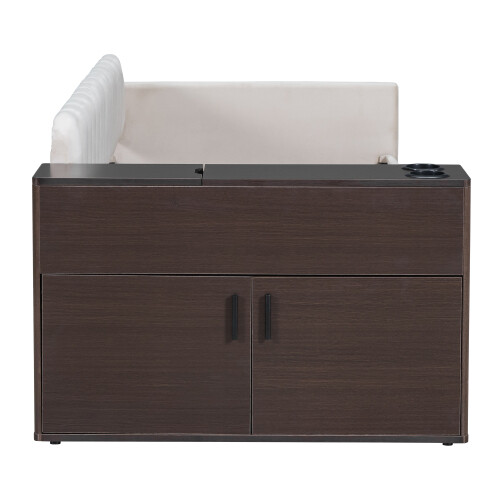 Modern Upholstered Daybed with Storage Drawers Armrest Cup Holder Sofa Bed Frame