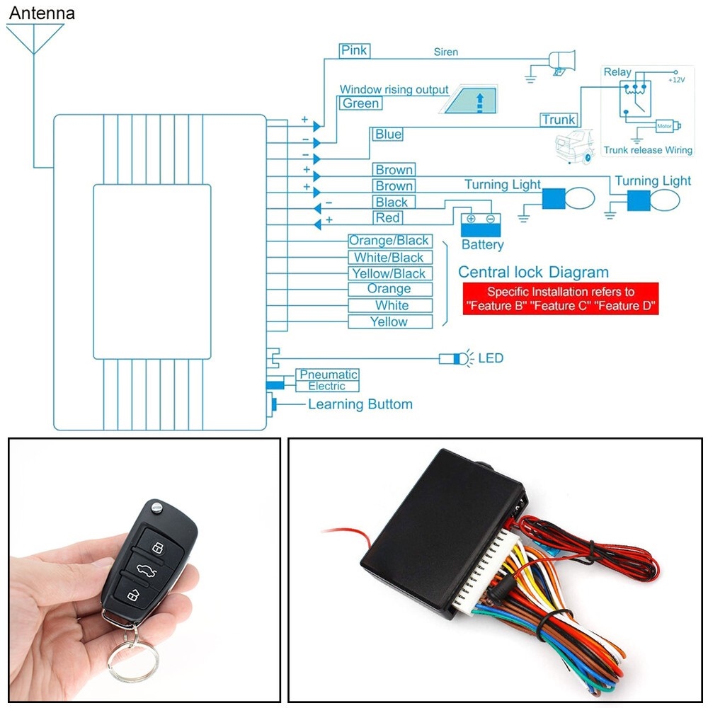 Universal Car Remote Central Kit Door Lock Locking Keyless Entry System DC 12V