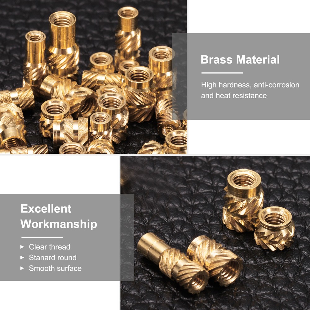 100pcs M3 Threaded Inserts Brass Heat Set Insert M3x8mm, OD 5mm Knurled Nuts