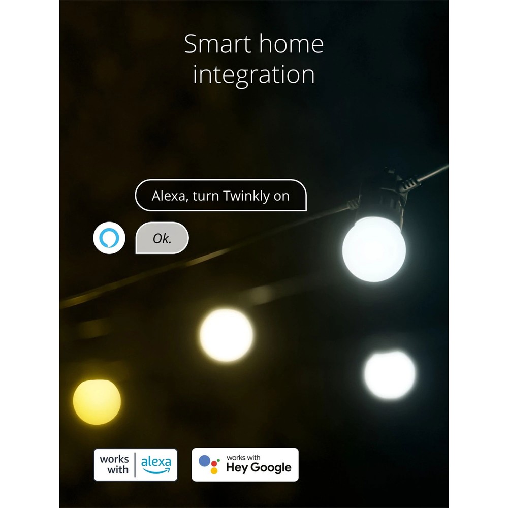 Twinkly Festoon App-Controlled Smart LED Light String 20 AWW (Warm/Cool White)