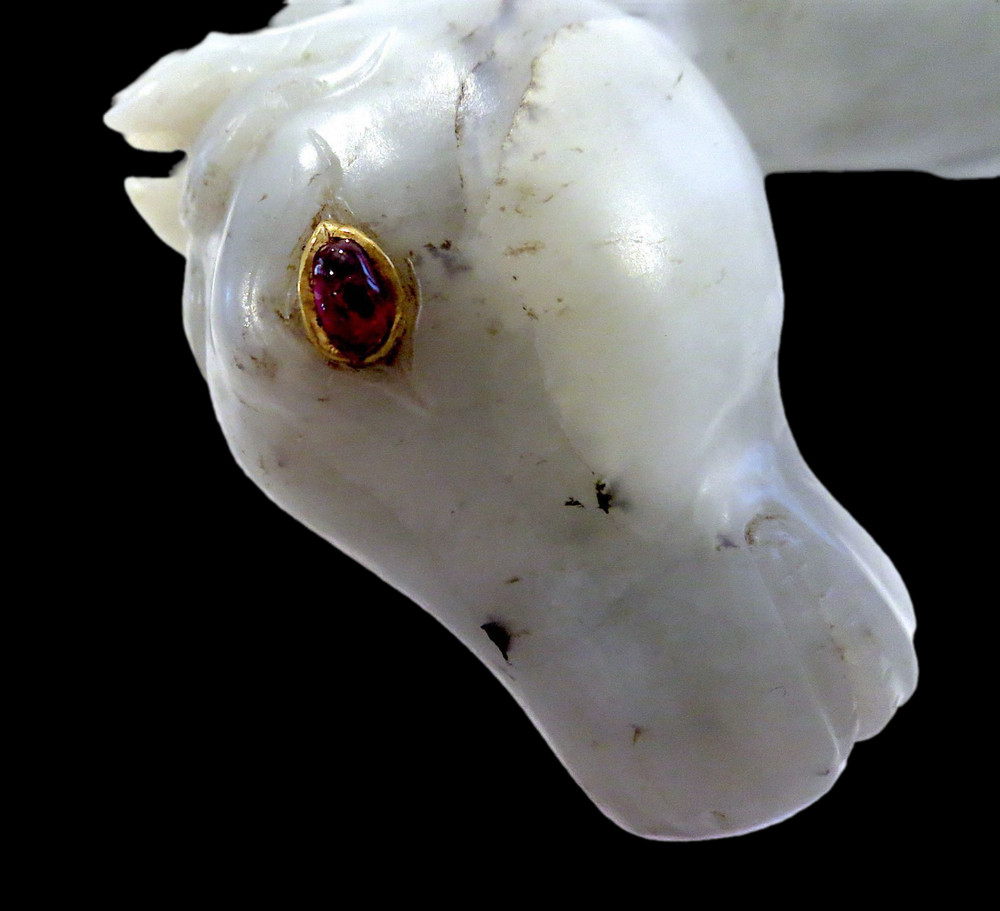 Mughal Jade Horse Head Handle And Dagger Ruby Eyes