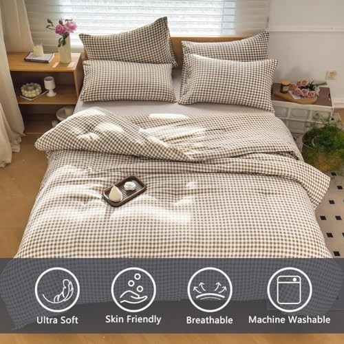 Comforter Set Size Bedding Comforter Sets, Brown Grid Bed King Tan Gingham