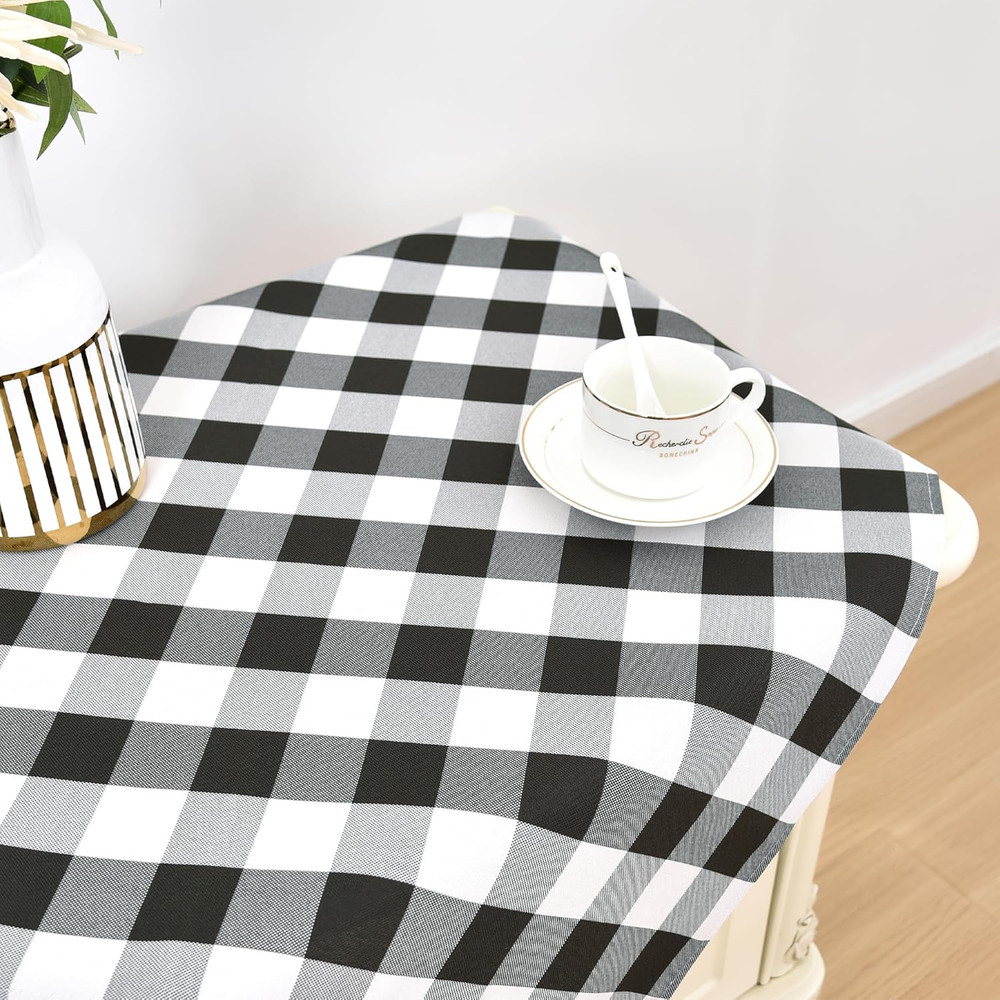 2 Pack Small Square Tablecloth Farmhouse Checkered Black and White Gingham Night