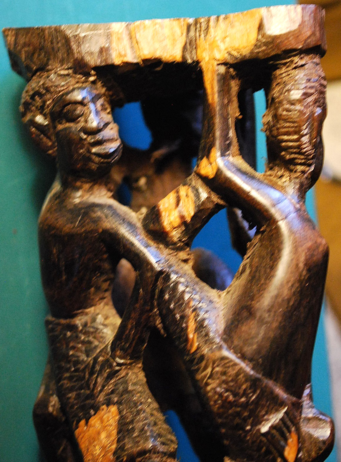 Vtg MAKONDE African TREE OF LIFE Ancestor Family Hand Carved EBONY WOOD Statue