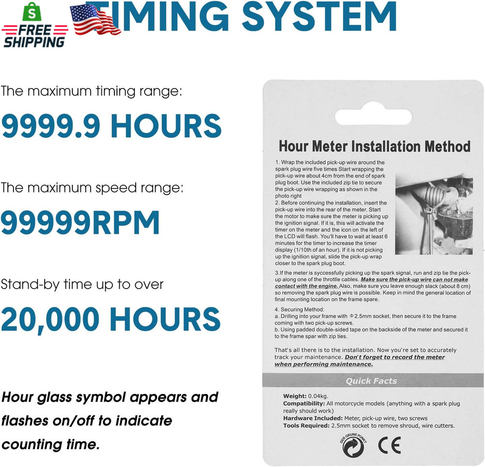 4 Pieces Hour Meters for Small Engines Inductive Digital Engine Meter Automatica
