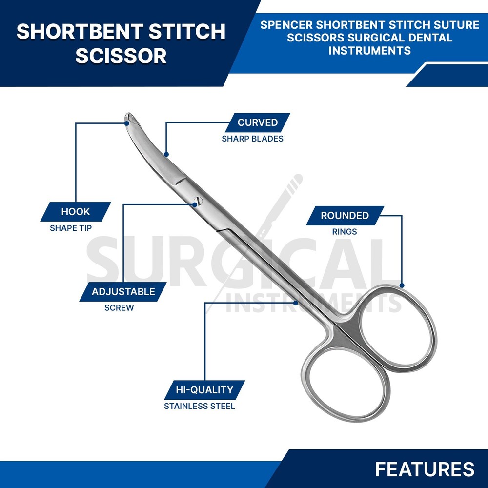 3 SHORTBENT SUTURE Scissors Surgical & Veterinary Instruments 3.50" German Grade