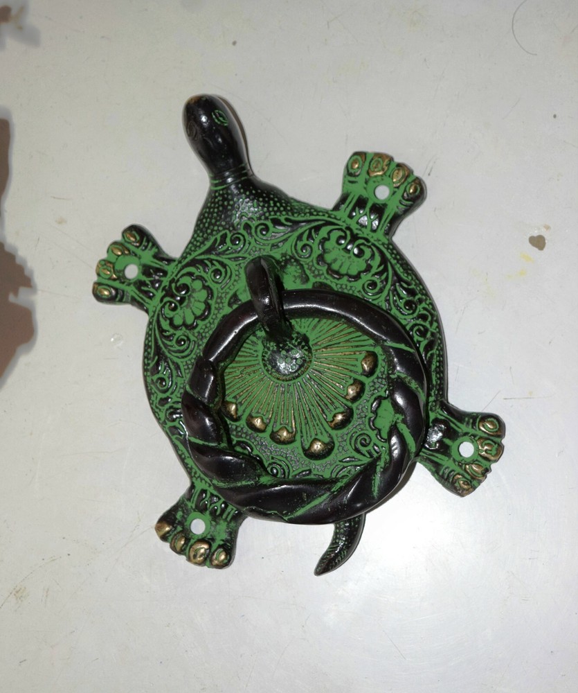 Brass Turtle Shape Door Knocker Snapper Style Handmade Door Bell Ring Mk032