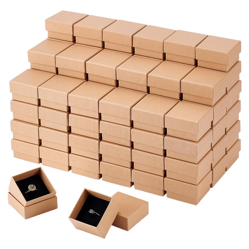 100PCS Ring Box Bulk Kraft Jewelry Gift Boxes 2’’ × 2’