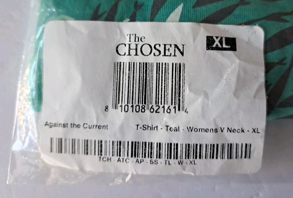 THE CHOSEN Against The Current V Neck T-Shirt XLarge In Teal NEW!