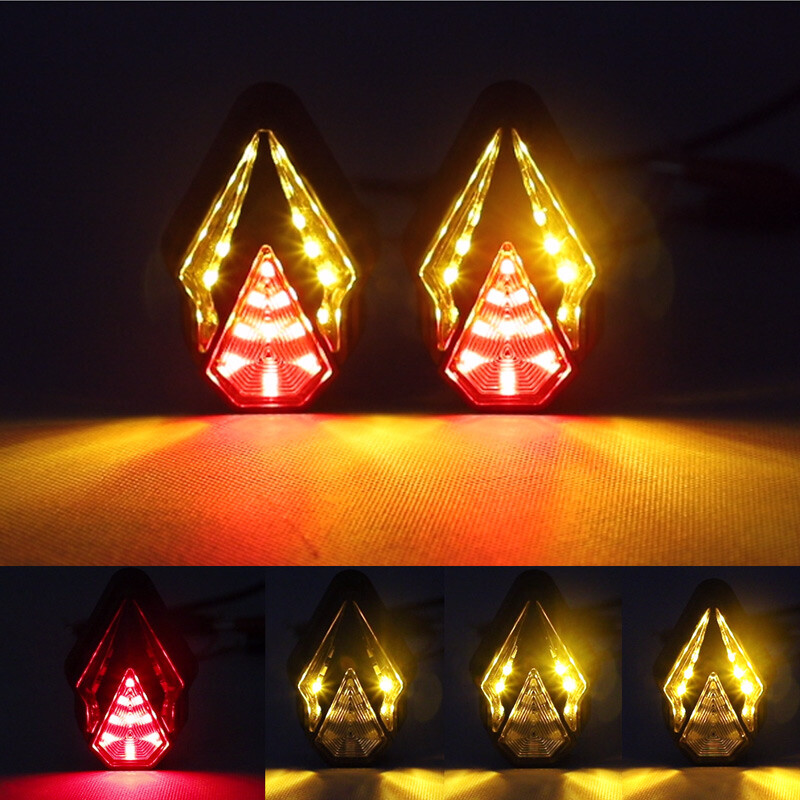 2x Motorcycle Flush Mount Turn Signal Indicator Blinker Red Amber LED Light DRL