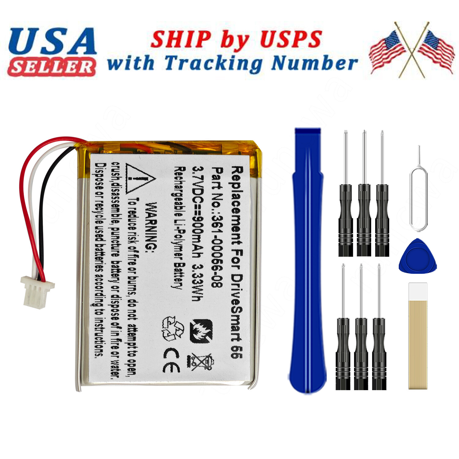 New Battery 361-00056-08 For Garmin DriveSmart 5 55 61 65 71 GPS + TOOL