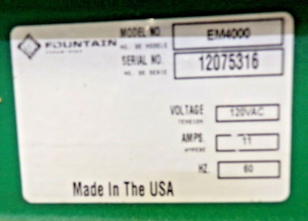 FOUNTAIN INDUSTRIES ECO MASTER MODEL EM4000