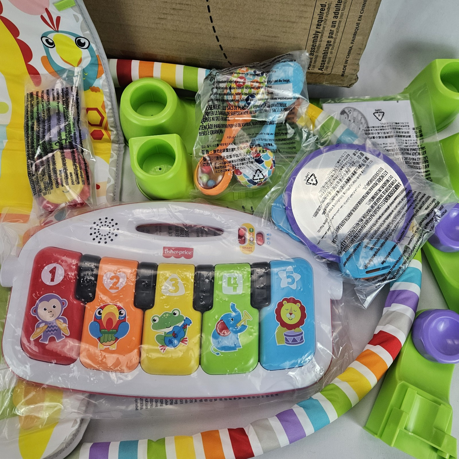 Baby Playmat deluxe kick & play piano gym learning toy & 2 maracas soft rattles