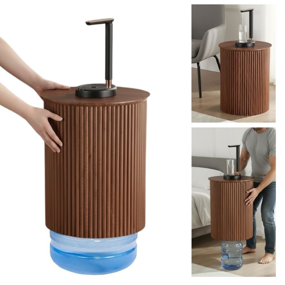 Round Side Table Night Stand Drinking Water Dispenser Pump Water Jug Side Table