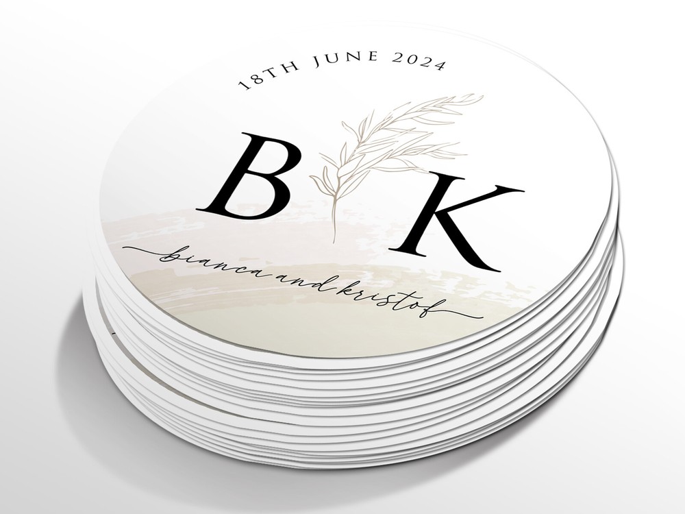 Personalised wedding round sticker labels, custom stickers
